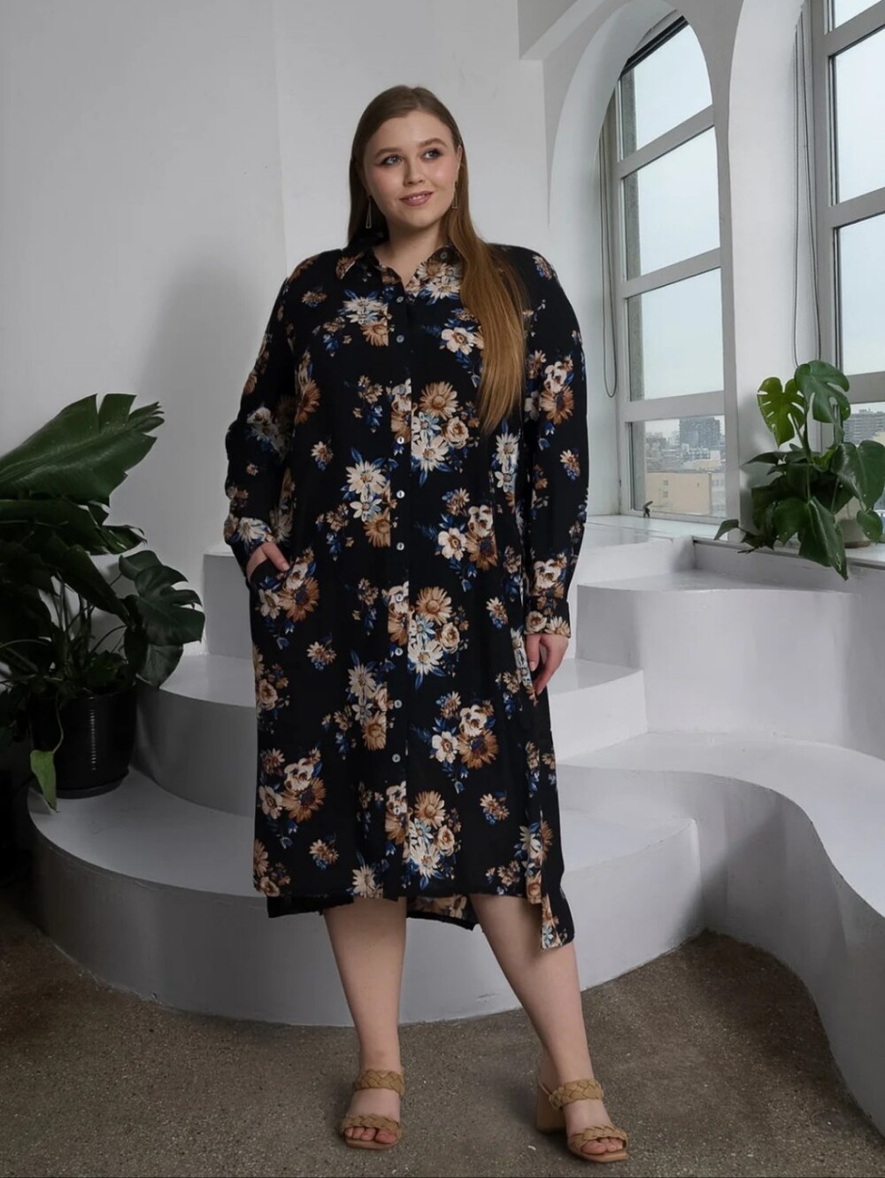 Japparel Stella Dress In Black Floral - XXL